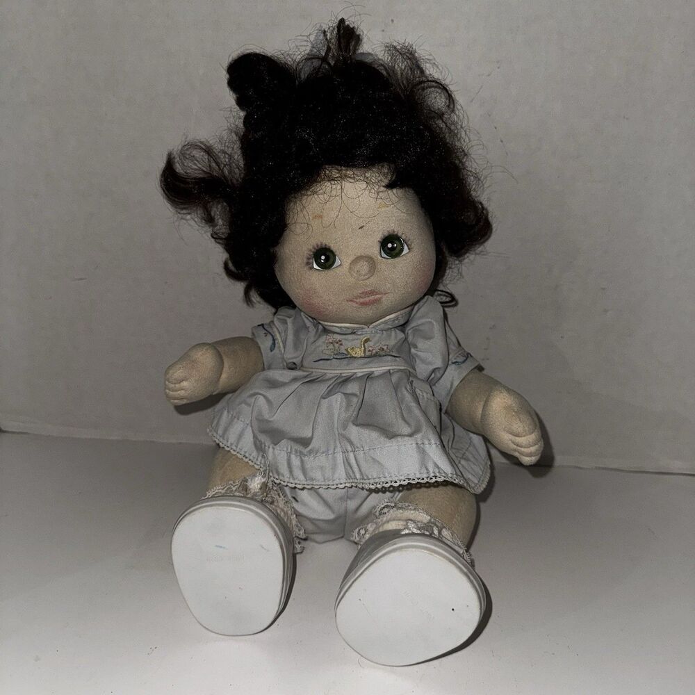 Vintage 1985 Mattel My Child Doll Brunette Green Eyes Original Outfit 80s Soft